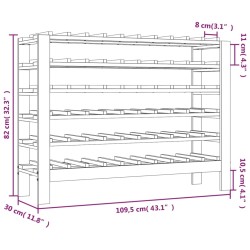 vidaXL Portavini 109,5x30x82 cm in Legno Massello di Pino