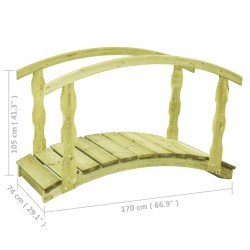 vidaXL Ponte da Giardino B-Stock 170x74x105cm Pino Massello Impregnato