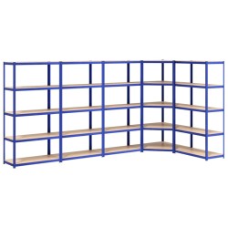 vidaXL Scaffali a 5 Ripiani 5 pz Blu in Acciaio e Legno ingegnerizzato