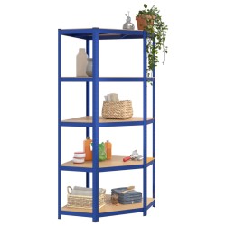 vidaXL Scaffali a 5 Ripiani 5 pz Blu in Acciaio e Legno ingegnerizzato