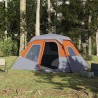 vidaXL Tenda da Campeggio 6 Persone Grigio e Arancione Impermeabile