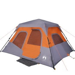 vidaXL Tenda da Campeggio 6 Persone Grigio e Arancione Impermeabile