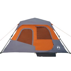 vidaXL Tenda da Campeggio 6 Persone Grigio e Arancione Impermeabile