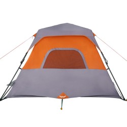 vidaXL Tenda da Campeggio 6 Persone Grigio e Arancione Impermeabile