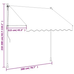 vidaXL Tenda da Sole Retrattile Antracite 200x150 cm Tessuto e Acciaio