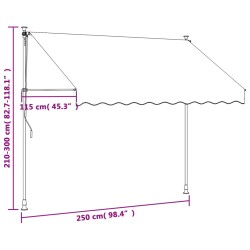 vidaXL Tenda da Sole Retrattile Crema 250x150 cm in Tessuto e Acciaio