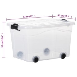 vidaXL Scatole con Ruote e Coperchio 2 pz Trasparenti 40 L