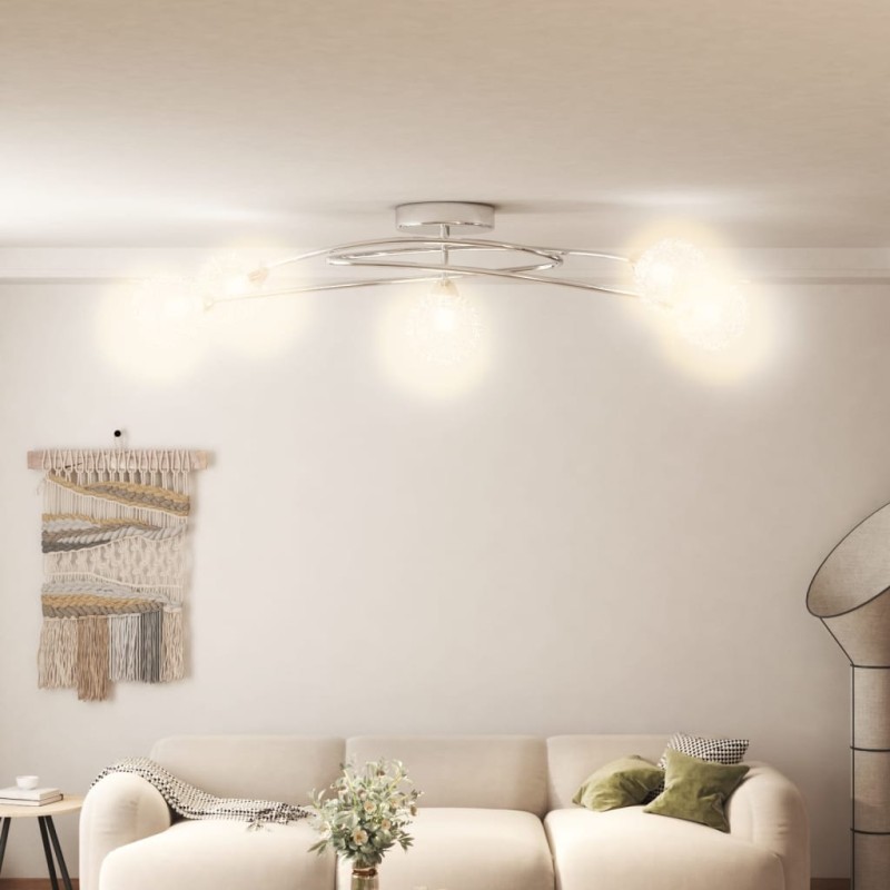 vidaXL Lampada da Soffitto con Paralumi in Rete per 5 Luci LED G9