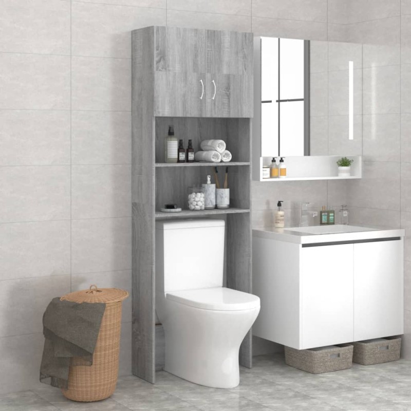 vidaXL Mobile per Lavatrice Grigio Sonoma 64x25,5x190 cm