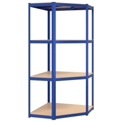 Scaffali a 4 Ripiani 2 pz Blu in Acciaio e Legno ingegnerizzato