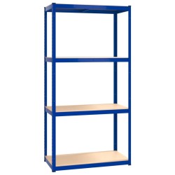 Scaffali a 4 Ripiani 4 pz Blu in Acciaio e Legno ingegnerizzato