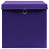  vidaXL Scatole Portaoggetti con Coperchi 4pz Viola 32x32x32cm Tessuto