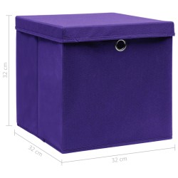  vidaXL Scatole Portaoggetti con Coperchi 4pz Viola 32x32x32cm Tessuto