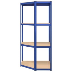 Scaffali a 4 Ripiani 4 pz Blu in Acciaio e Legno ingegnerizzato