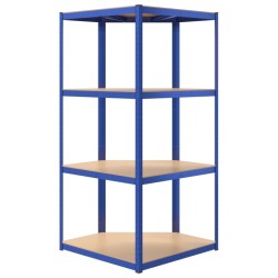 Scaffali a 4 Ripiani 4 pz Blu in Acciaio e Legno ingegnerizzato