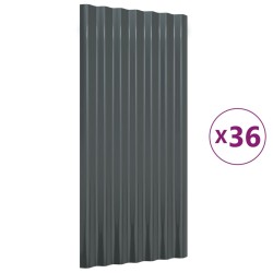 vidaXL Pannelli Tetto 36pz Acciaio Verniciato Polvere 80x36 Antracite