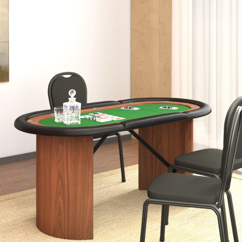 vidaXL Tavolo da Poker 10 Giocatori Verde 160x80x75 cm