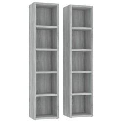 vidaXL Mobili Porta CD 2pz Grigio Sonoma 21x16x93,5 Legno ingegnerizzato