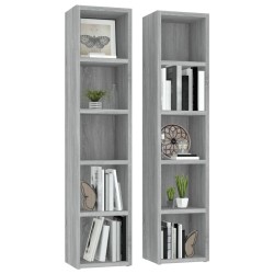 vidaXL Mobili Porta CD 2pz Grigio Sonoma 21x16x93,5 Legno ingegnerizzato