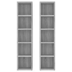 vidaXL Mobili Porta CD 2pz Grigio Sonoma 21x16x93,5 Legno ingegnerizzato