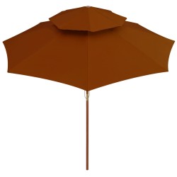 vidaXL Ombrellone a Due Livelli con Palo in Legno 270 cm Terracotta