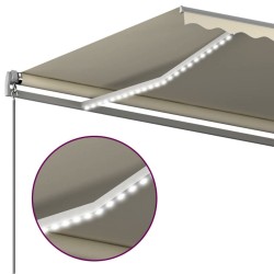 vidaXL Tenda da Sole Retrattile Manuale con LED 6x3 m Crema