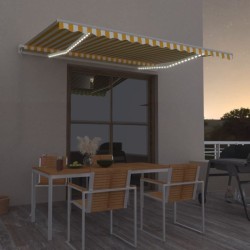 vidaXL Tenda da Sole Retrattile Manuale e LED 400x300cm Gialla Bianca