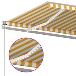 vidaXL Tenda da Sole Retrattile Manuale e LED 400x300cm Gialla Bianca