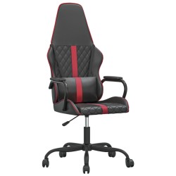 vidaXL Sedia da Gaming Massaggiante Rosso Vino e Nero in Similpelle