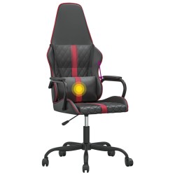 vidaXL Sedia da Gaming Massaggiante Rosso Vino e Nero in Similpelle