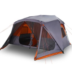 vidaXL Tenda da Campeggio 10 Persone Grigio e Arancione Impermeabile