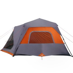 vidaXL Tenda da Campeggio 10 Persone Grigio e Arancione Impermeabile