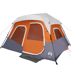 vidaXL Tenda da Campeggio con LED 6 Persone Grigio Chiaro e Arancione