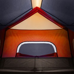 vidaXL Tenda da Campeggio con LED 6 Persone Grigio Chiaro e Arancione