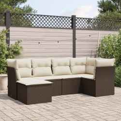 vidaXL Set Divano da Giardino 6 pz con Cuscini Marrone in Polyrattan