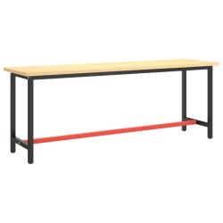 vidaXL Telaio Banco da Lavoro Nero e Rosso Opaco 210x50x79 cm Metallo