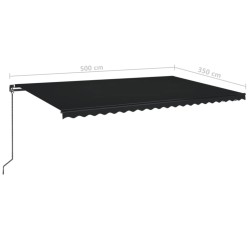 vidaXL Tenda da Sole Retrattile Manuale 500x350 cm Antracite