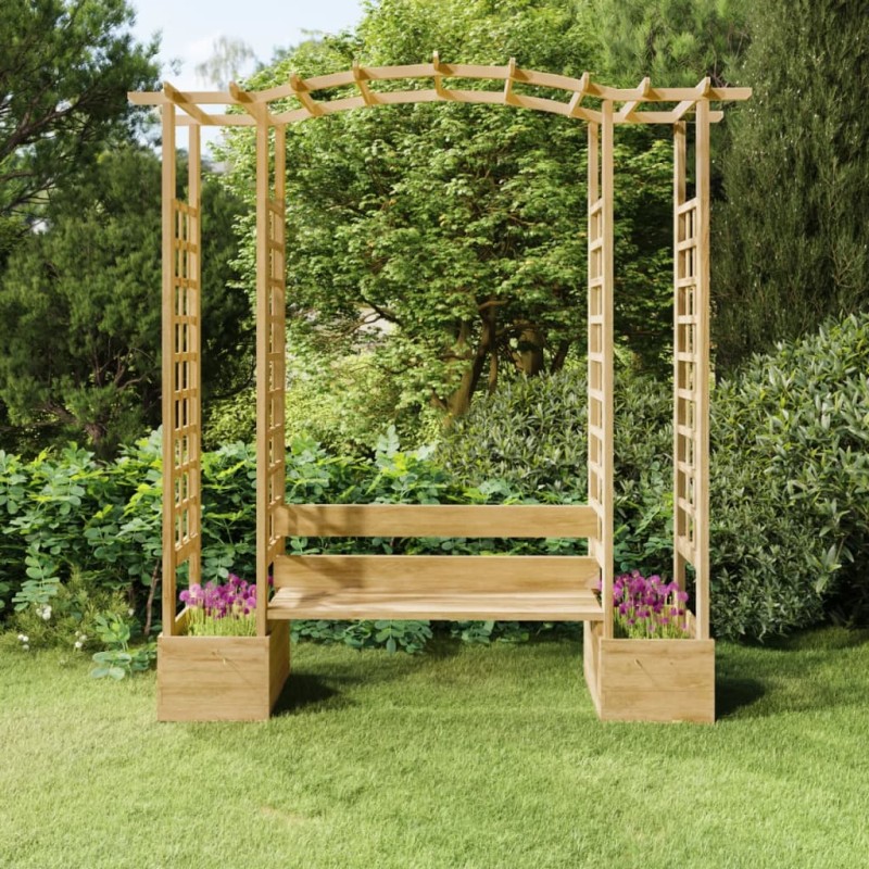 vidaXL Pergola da Giardino Panca e Vasi Legno Massello Pino Impregnato