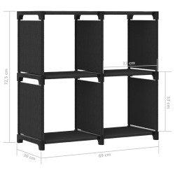 vidaXL Mensola con 4 Vani a Cubo Nera 69x30x72,5 cm in Tessuto