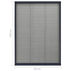 vidaXL Zanzariera Plissettata Finestre Alluminio Antracite 80x120 cm