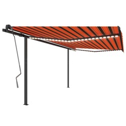 vidaXL Tenda da Sole Manuale con LED 4x3,5 m Arancione e Marrone