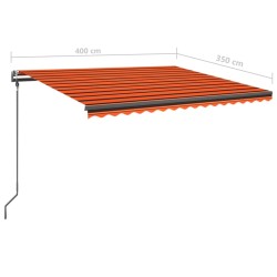 vidaXL Tenda da Sole Manuale con LED 4x3,5 m Arancione e Marrone