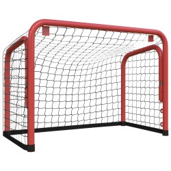 vidaXL Porta Hockey Rete Rossa e Nera 68x32x47 cm Acciaio e Poliestere 