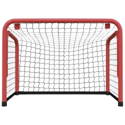 vidaXL Porta Hockey Rete Rossa e Nera 68x32x47 cm Acciaio e Poliestere 