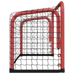 vidaXL Porta Hockey Rete Rossa e Nera 68x32x47 cm Acciaio e Poliestere 