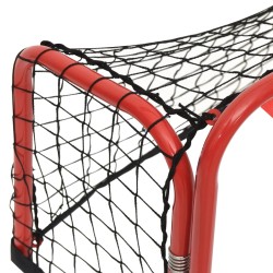 vidaXL Porta Hockey Rete Rossa e Nera 68x32x47 cm Acciaio e Poliestere 