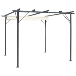 vidaXL Pergola da Giardino Tetto Retrattile Bianco Crema 3x3 m Acciaio