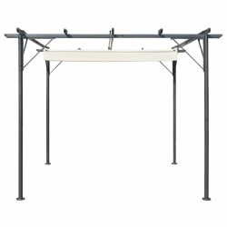 vidaXL Pergola da Giardino Tetto Retrattile Bianco Crema 3x3 m Acciaio