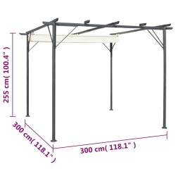 vidaXL Pergola da Giardino Tetto Retrattile Bianco Crema 3x3 m Acciaio