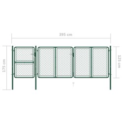 Cancello per Giardino in Acciaio 125x395 cm Verde